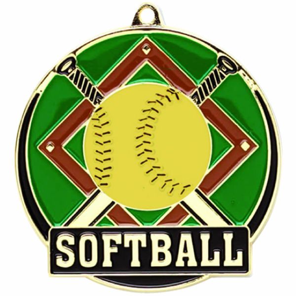 ZipToMeNow Bright Gold Softball Medal (2 Inches) 5 Pack