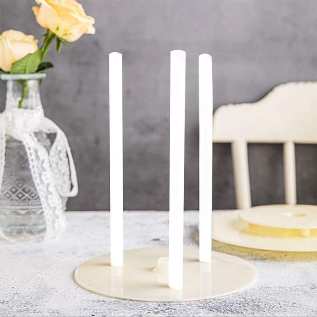 50 Pcs Plastic White Cake Dowel Rods For Tiered Cake Construction