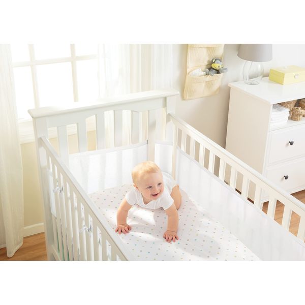 BreathableBaby Breathable Mesh Liner For Cot Beds — Covers 4 Sides — Classic — 3 mm — White — Long + Short Panels — Non-Padded Single Layer — Safer Than a Crib Bumper — UK/EU Safety Tested