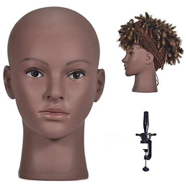 Bald Mannequin Head With Stand Holder Cosmetology Manikin Head Wig Display