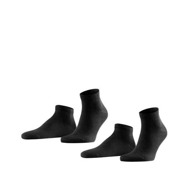 FALKE Men's Happy 2-Pack Sneaker Socks, Breathable, Cotton, Ankle Length, Soft Socks, Lightweight, Trendy Clothing, Black (Black 3000), 6.5-9, 2 Pairs