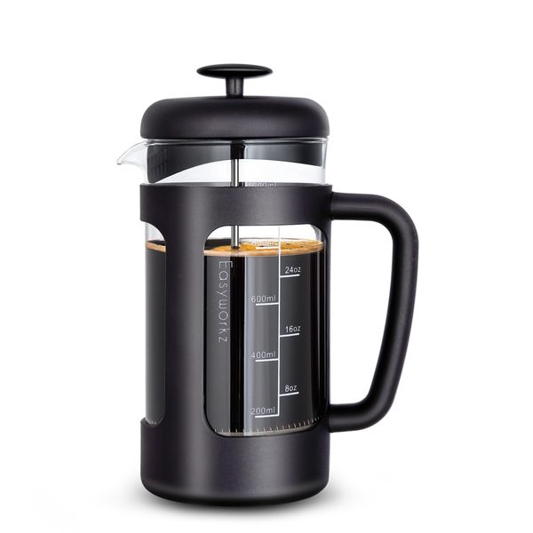 Easyworkz French Press 1000ml Coffee Tea Maker with Borosilicate Glass,Soft Grip Handle