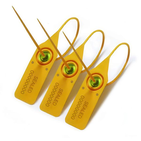 Yellow 220mm Plastic Security Seals. High Strength Numbered Tags Pull Ties Anti-Tamper (500)