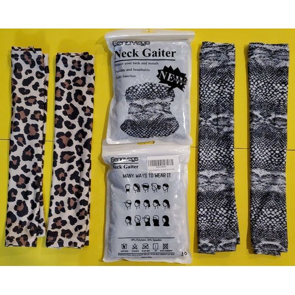 4 pack Genovega Protection Face Cover Mask Neck Gaiter Balaclava Cheetah Leopard