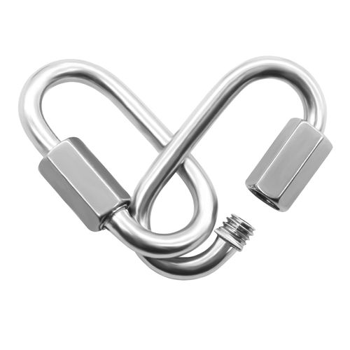 Anvin 2 Pack Quick Link M8 5/16 Inch Heavy Duty Carabiner D Shape Chain Links 1500LB Capacity Repair Utility Links Safety Chain Connector for Camping Outdoor Equipment Locking Hammocks Harness Leash