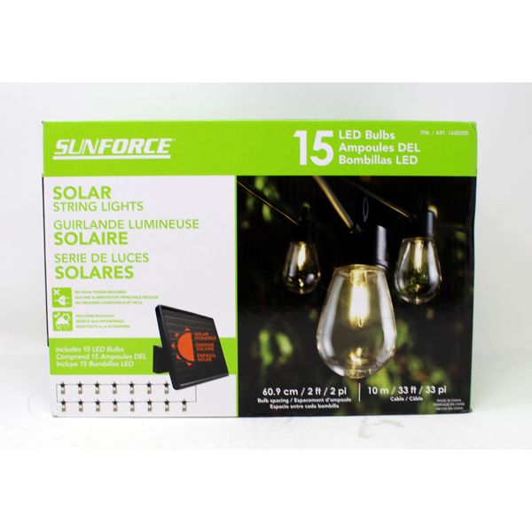 Sunforce LED Outdoor Waterproof 33ft Solar String Lights (Unboxed)