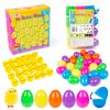 abeec Easter Chicks & Plastic Eggs Bundle | 24 Fluffy Easter Chicks & 24 Colorful Fillable Plastic Eggs | Easter Egg Hunt Kit | Fun Easter Decorations & Basket Fillers | Easter Craft Supplies
