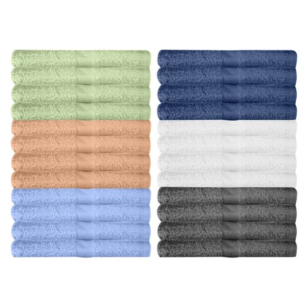 BEST TOWEL - Washcloths 24 Pack Multicolour Wash Cloths for Bathroom, Spa, and Gym Towel, Extra-Absorbent Flannel Face 100% Cotton(12x12)