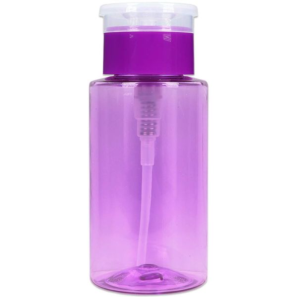 PANA 7oz Purple Push-Down Dispenser Bottle - 1 Bottle - Empty Refillable Pump Bottle for Nail Polish Remover