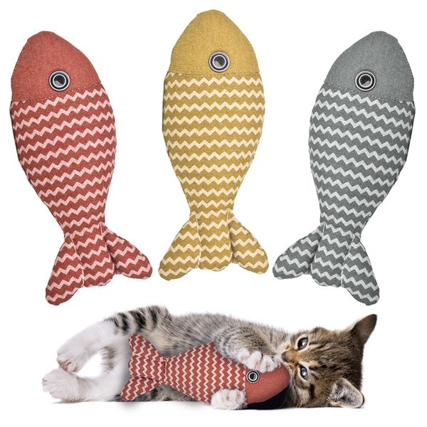 AccEncyc 3Pcs Cat Toys Fish Catnip Toys Interactive Cat Toy Cat Chew Toy Cat Pillow Toys Kitten Exercise Kicker Toys for Indoor Cats Kitty Kitten Catnip Exercise Toys Cat Gifts Kitty Toy