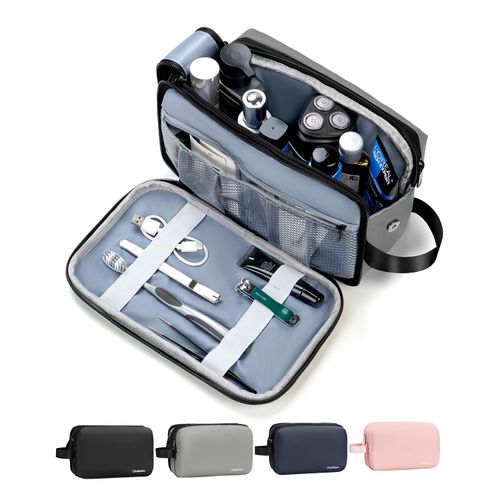 Chakipee Toiletry Bag for Men - Travel Toiletries Organizer Dopp Kit Waterproof Shaving Bag for Toiletry Accessories, Lightweight Cosmetic Bags with Zippers, Bathroom Essentials (Grey)