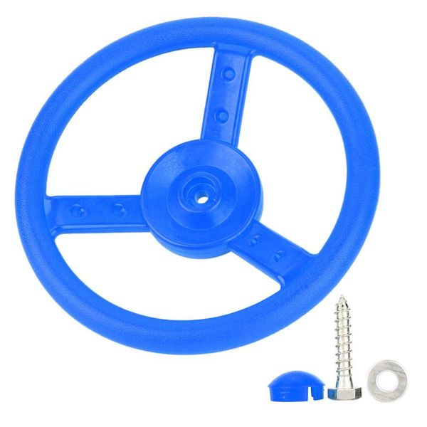 Plastic Steering Wheel Kids Playground Small Steering Wheel Toy for Children's Climbing Frames Tree Houses Backyard Playset(Blue)