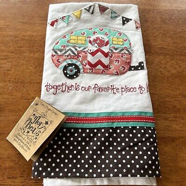 Glory Haus Tea Towel “ Together is our Favorite Place to Be” camper ￼Embellished