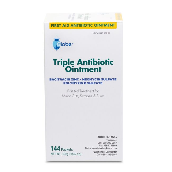 Globe Triple Antibiotic Ointment .9g Packets Compare to Neosporin (Box of 144)