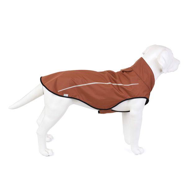 Mile High Life | Dog Raincoat | Adjustable Water Proof Pet Clothes | Lightweight Rain Jacket with Reflective Strip | Easy Step in Closure (S,Brown)