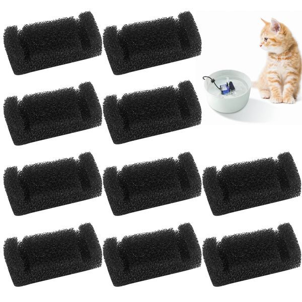 10 Pieces Cat Water Fountain Foam Filters,Sponge Filter for Cat Fountain Replacement Pet Drinking Fountain Sponge Filter for 85oz/2.5L Automatic Drinking Water Dispenser