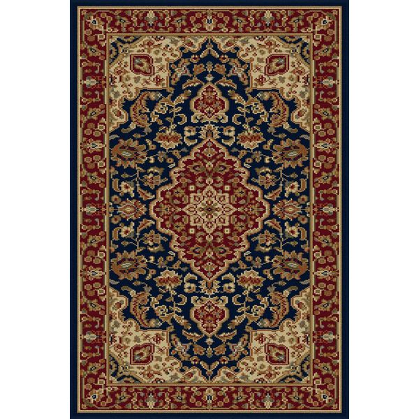 2x3 Sensation Oriental Blue Border Medallion 4787 Door Mat Area Rug -Aprx 2'x3'