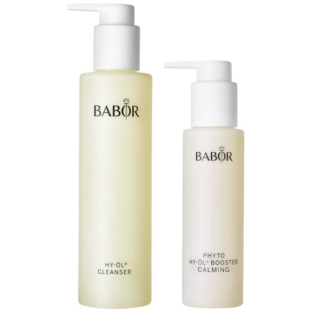 BABOR Reinigungs Set für empfindliche Haut, mit Hy-Öl Cleanser und Hy-Öl Booster Calming Kräuterextrakt, Für porentiefe Reinigung, 2-teilig