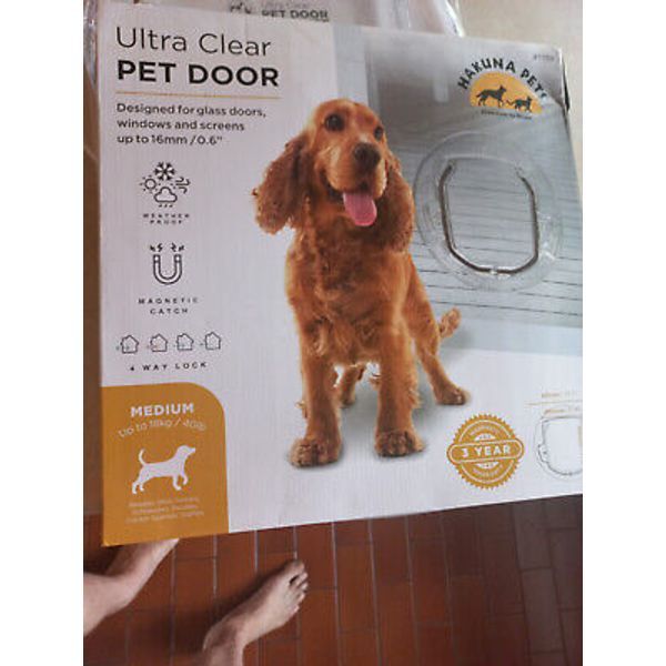 Hakuna Pets MEDIUM Ultra Clear Pet Door Cat & Dog Flap, Easy Install, Durable