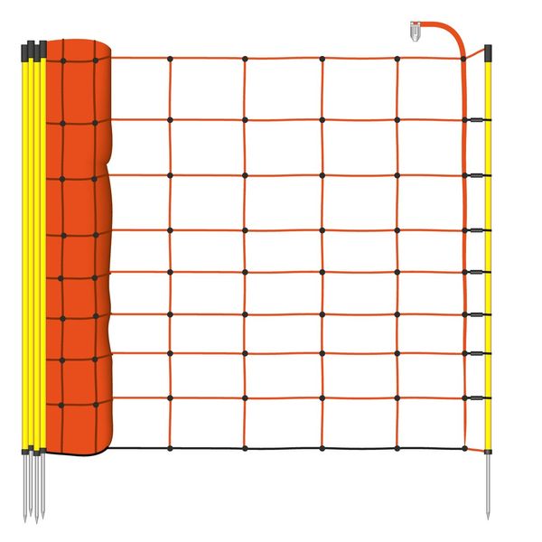 VOSS.farming 50m Elektrozaun-Netz, Schafzaun, Schafnetz, 90cm, 1 Spitze, orange Litze