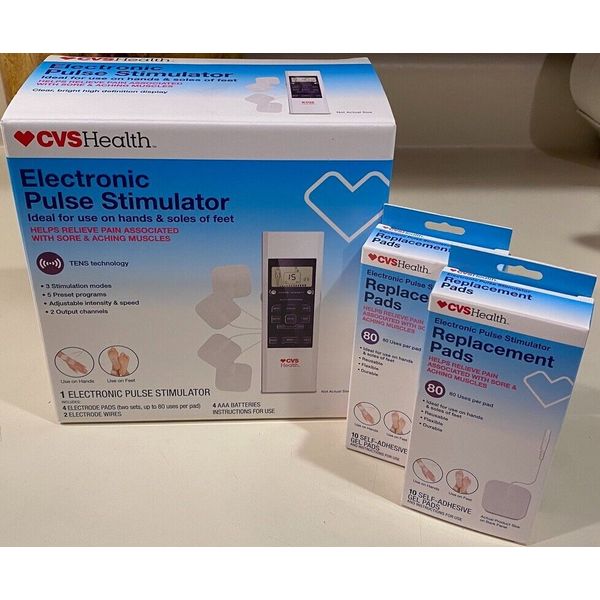 CVS Health Electronic Pulse Stimulator TENS Unit & 24 Reusable Replacement Pads