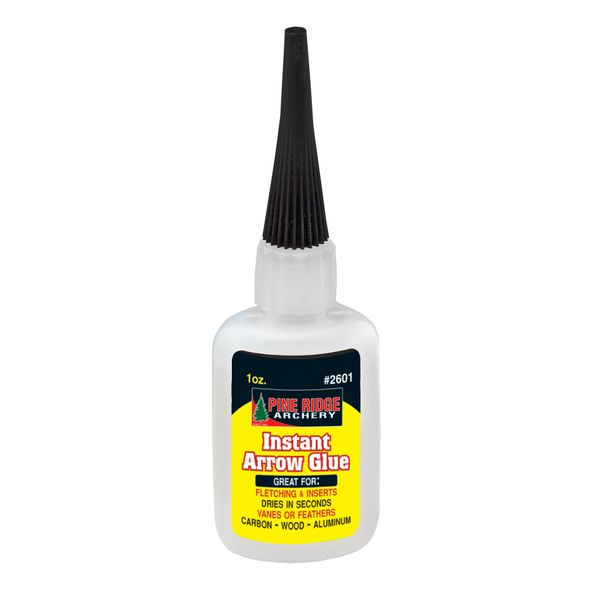 Pine Ridge Archery Instant Arrow Glue, The Best Fletching Adhesive for Fletching Vanes, Feathers and Inserts, Perfect for Aluminium, Carbon and Wood Shafts, 1 oz