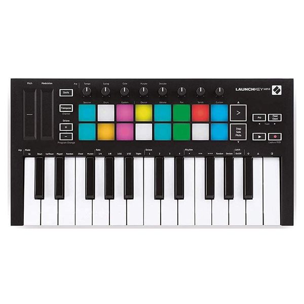 Novation Launchkey Mini [MK3] – Tragbarer USB/MIDI-Keyboard-Controller mit 25 Tasten und DAW-Integration. Akkordmodus, Skalenmodus und Arpeggiator – für die Musikproduktion, Weiß