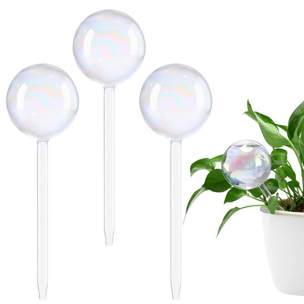 Joycabin Glass Plant Watering Globes, 200 ML Colorful Plant Waterer, Self Watering Feeding System for Indoor and Outdoor Use, 7cm Diameter, 3 Pcs