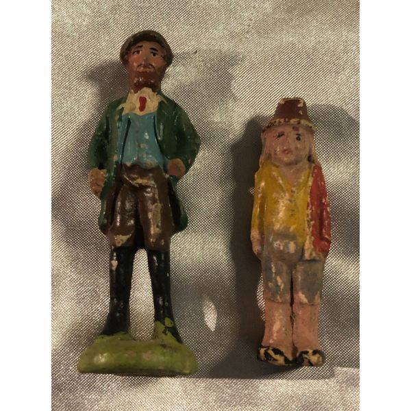 Vintage Italy Composition Figurine Gentleman Toy Figure Lot of 2