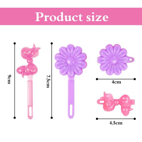 Self Hinge Hair Barrettes, BENBO 60 Pieces Plastic Bow Barrette Colorful Plastic Flower and Bowknot Hair Clips 80s 90s Hair Pins Cartoon Hairpins for Girls Women (Random Color)