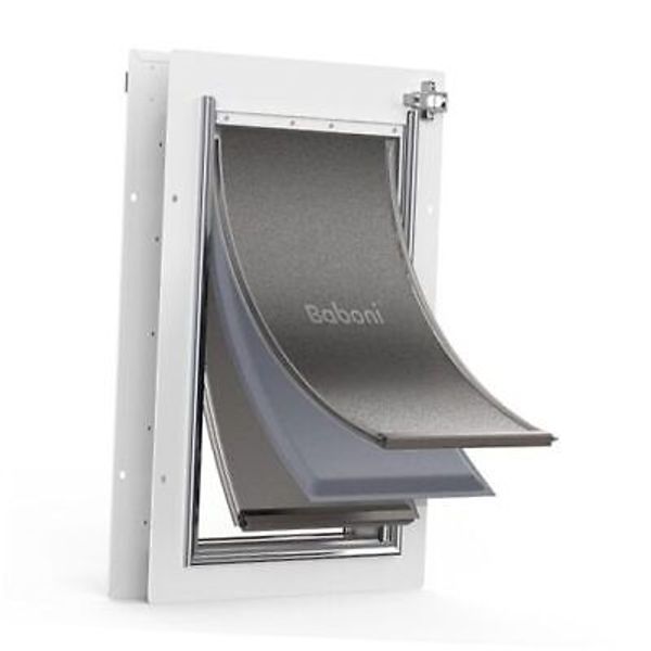 3-Flaps Pet Door for Interior and Exterior Doors, Steel Frame and Medium