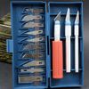 13pc Hobby Knife Razor Blade Set Kit w Case Cutter Tool Exacto Precision Cutting