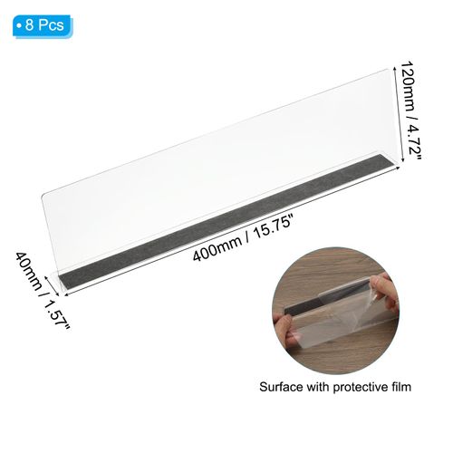 PATIKIL 8 Pack Shelf Dividers for Closet Organization, 15.8x1.6x4.8 Acrylic Magnetic Closets Separator Kitchen Cabinet Shelves Under Bed Blocker for Bedroom Kitchen Office, Clear