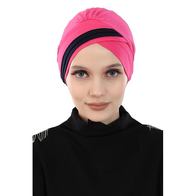 Aisha's Design Pre-tied Instant Turban Head Wraps for Women, 95% Cotton Chemo Headwear, Hijab Scarf 2-Color