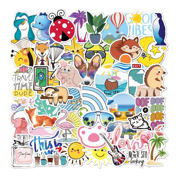 Aufkleber,50 Stück Aesthetic Sticker Decals Aufkleber Auto Trendy Wasserdicht Vinyl Stickers für Erwachsene Kinder（style D）