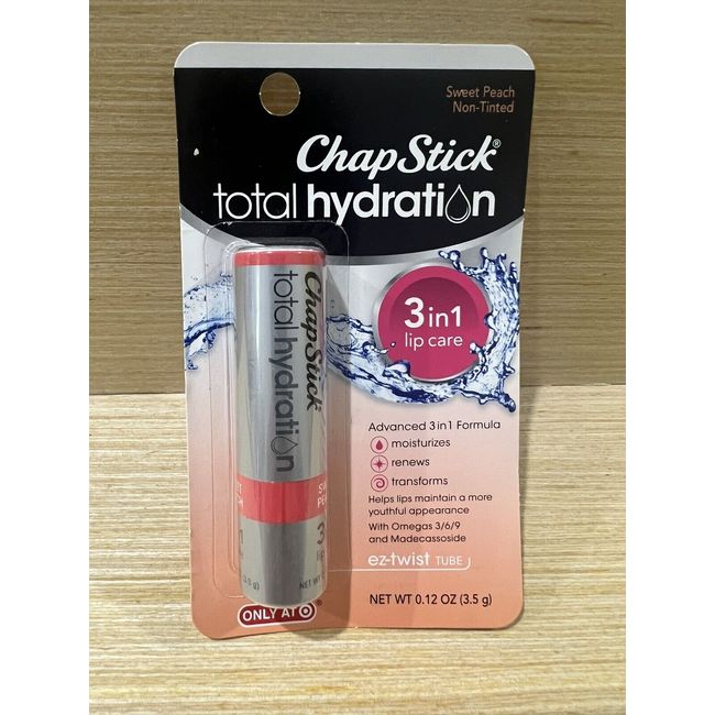 ChapStick Total Hydration 3 in 1 Lip Care Sweet Peach Non-Tinted Discontinued