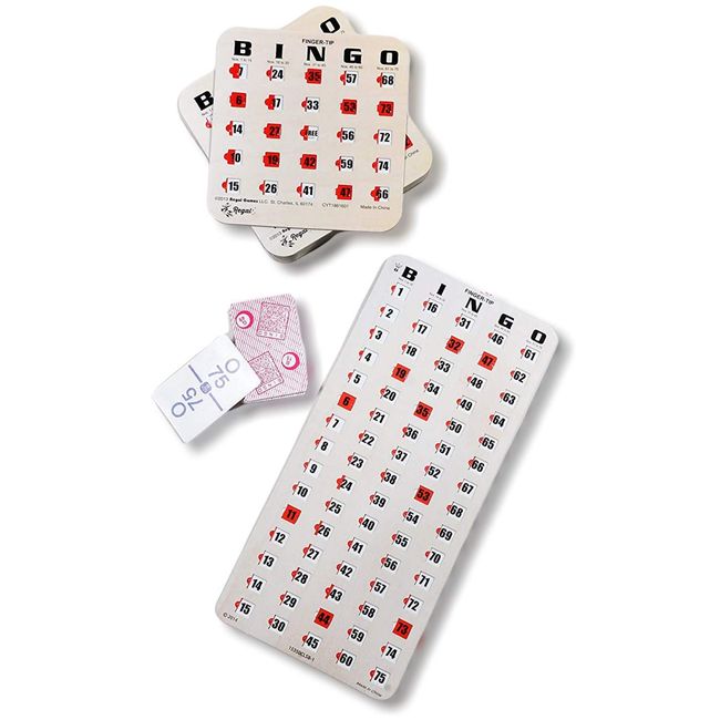 Regal Games - Standard Finger-Tip Shutter Slide Card Bingo Set with Master Board and Calling Cards - Tan Woodgrain - 25 Standard Shutter Slide Cards