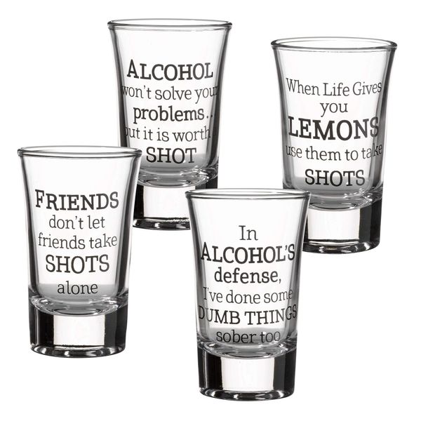 Lillian Rose Party Shot Glasses Set of 4, 4 Count (Pack of 1), Clear