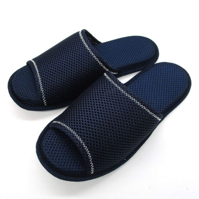 Relaxin'home 300773 Slippers, Slippers, Washable, Outer Seam, Mesh, 10.6 - 11.4 inches (27 - 29 cm), Navy Blue, Indoor Room Shoes, Men's, Women's,