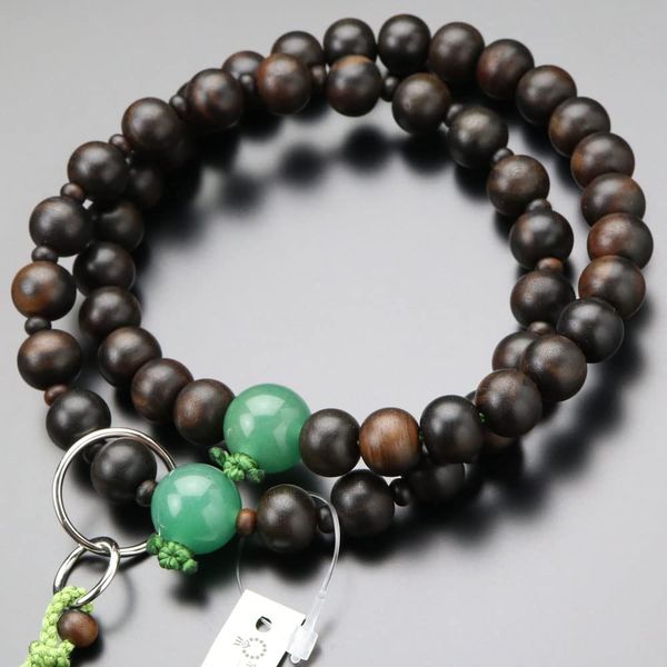 «Special Price» Pure Land Buddhist Prayer Beads for Men 30,000 Pure Land Banded Ebony (Matted) Indian Jade Honginrin Bontenbo【Main Prayer Beads Kyoto Indian Jade Kyoto Indian Jade Aventurine Funeral