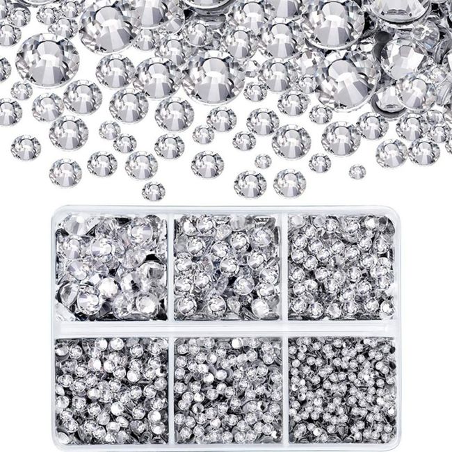 HappyHome Nail Parts, Rhinestones, Deco Parts, 3D Nail Parts, Crystal, Approx. 4000 Pieces, Nail Art, Nail Decoration, Includes Exclusive Case