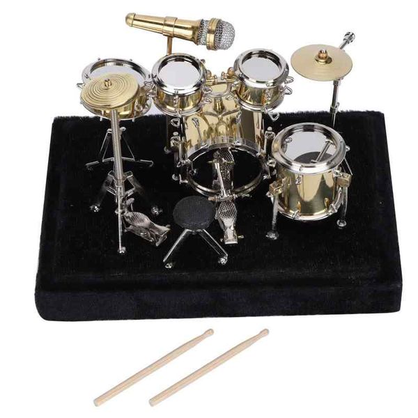  Mini Drum Set with Display Box and Base Metal Mini Drum Kit Miniature Musical Instrument Drum Set Mini Drum Gift for Family and Friends