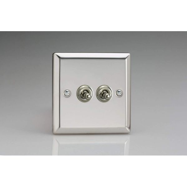 Varilight XCT2 Toggle Switches 2 Gang Mirror Chrome,91x91x36mm