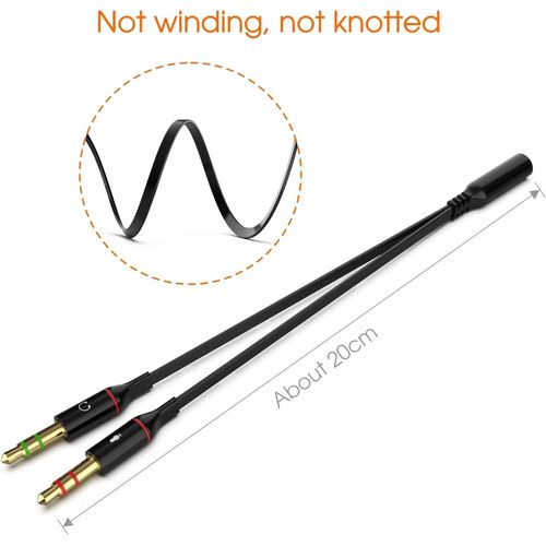 Yxflz Headphone Splitter 3.5mm, Audio Splitter 2 Female to 1 Male, Y Splitters Cable for Headset Xbox PS4 Headset Microphone Computer Gaming Speaker PC Laptop, Black