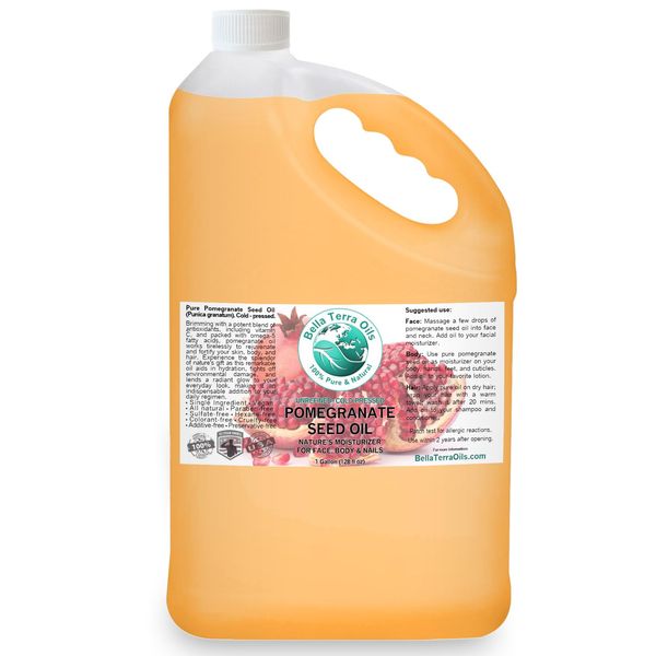 Bella Terra Oils Pomegranate Seed Oil – 1 gallon, Radiant Skin, Nourished Hair, Antioxidant-Rich