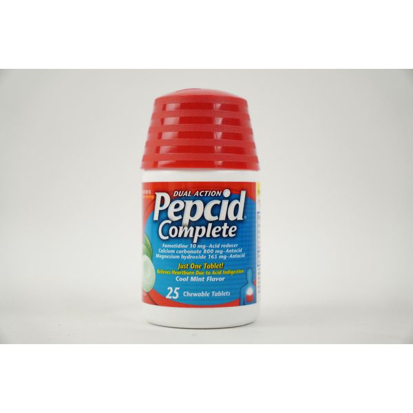 Pepcid Complete Dual Action Acid Reducer Cool Mint Flavor 25 Chewable Tablets