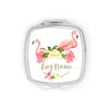 Personalised Floral Flamingo Compact Pocket Mirror Any Name Initials Custom Monogram