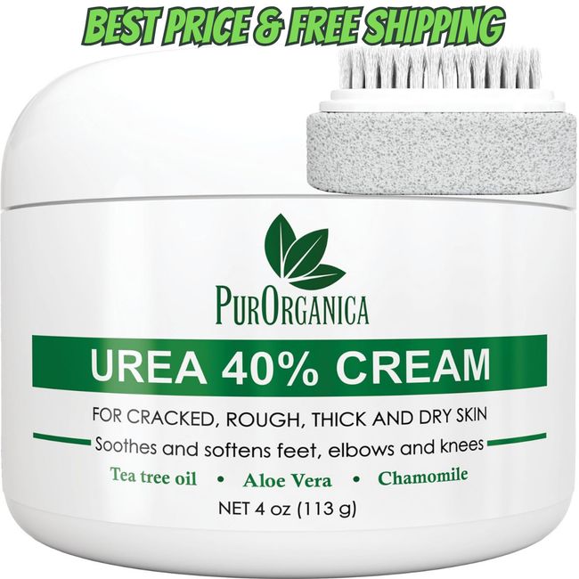 PurOrganica Urea 40% Foot Cream 4 oz - Best Callus Remover - Moisturizes