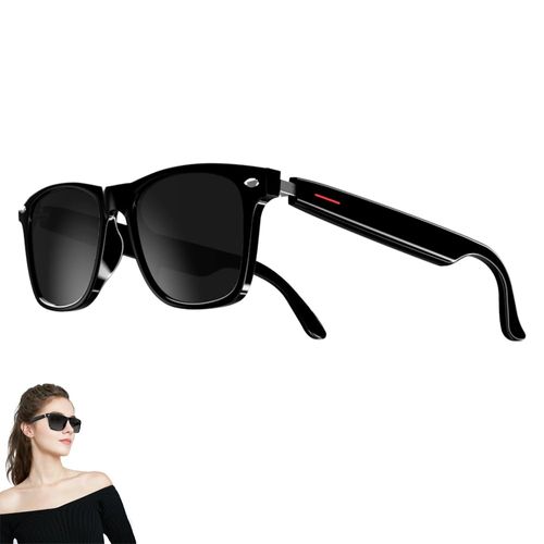 Smart Bluetooth Glasses,for Men & Women, Touch Control, Outdoor UV Protection and Voice Control, Hands-Free Calls (Black Sunglasses)
