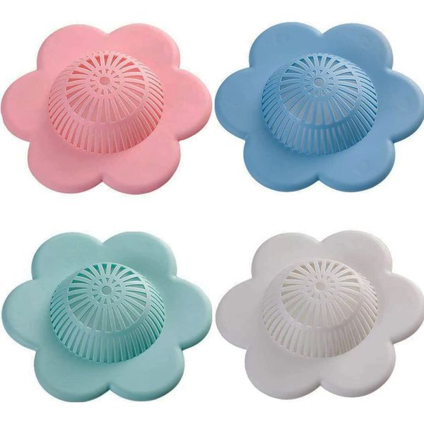 Wild Tribe Bathtub and Shower Drain Protectors with Suction Cups Easiest Hair Catchers Soft Silicone 4 flower